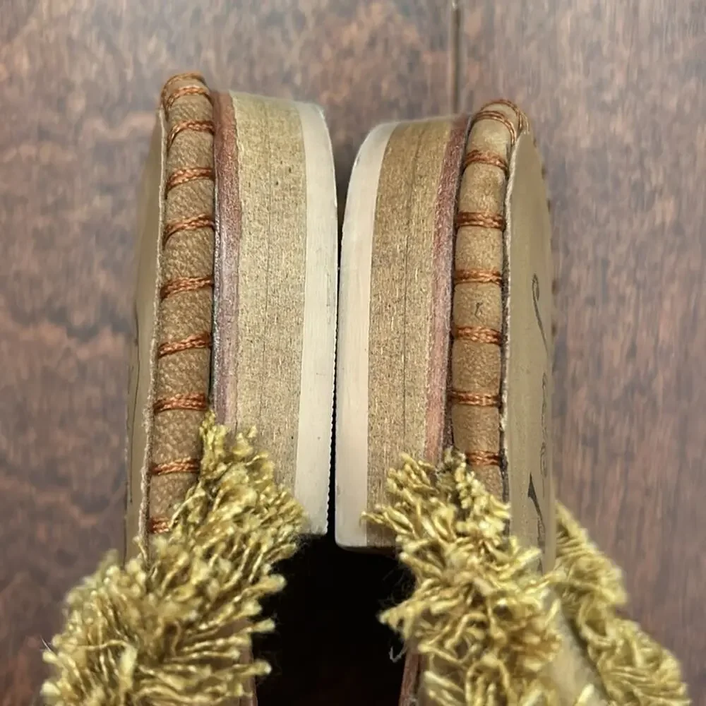 Free People Newport Fringed Mules, Tan Suede, Size 37